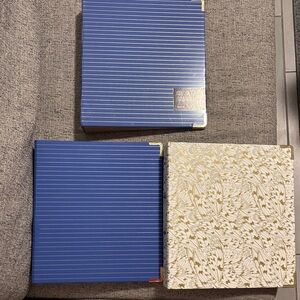 Set of Three Russell + Hazel Binders - Blue and White with Gold Accents